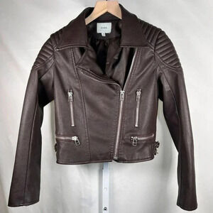EVNL Moto Jacket Size Medium Faux Leather City Streetwear Brown Biker
